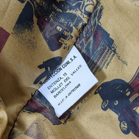 Men's Vintage Sheepskin Cardigan Brown & Red Confeccion Cuni, SA Made in Spain - Picture 12 of 15